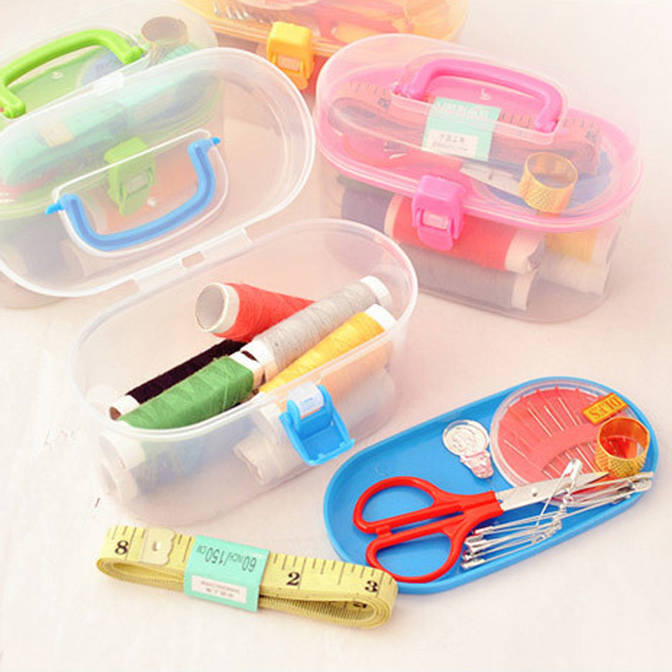 HOME PORTABLE SEWING NEEDLE WIRE BOX SUIT DIY MINI TRAVEL Wire Bag Scissors Leather Ruler Sewn for sewing