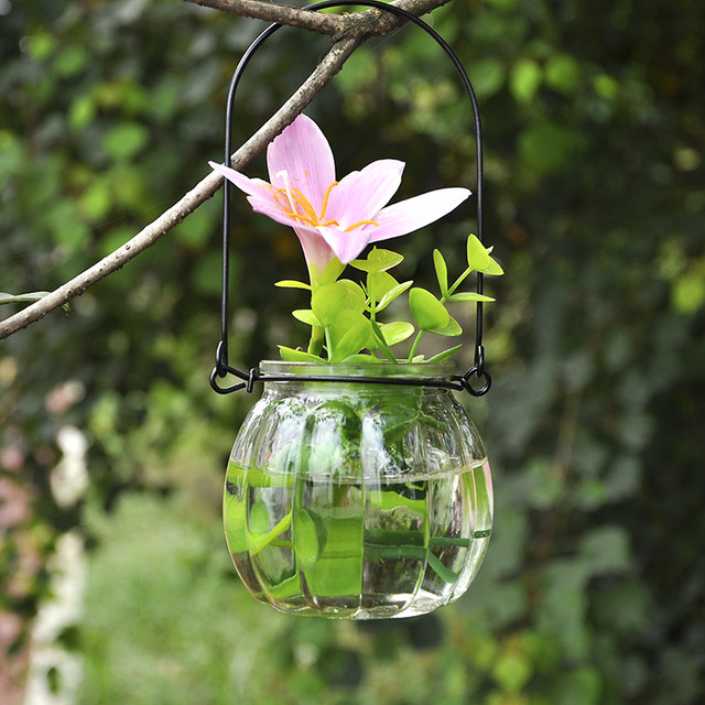 Hanging transparent glass vase small pumpkin hanging bottle simple hydroponic flower device indoor gardening home decoration bottle