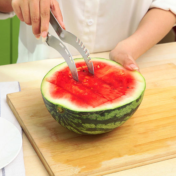 퀵 컷 수박 날카로운 도구 슬라이서 과일 커터 날카로운 도구 분배기 과일 칼 다기능 스테인레스 스틸 도구