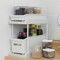 South Korea imported storage rack can be dragged health storage box storage box food grade material double-layer kitchen storage rack