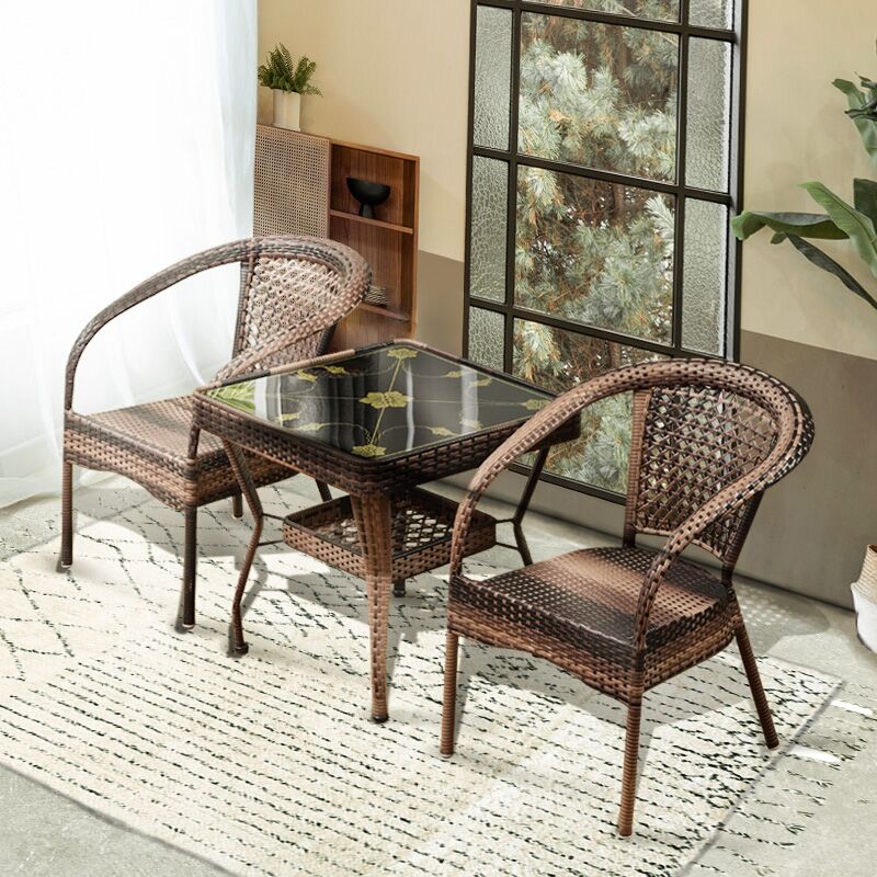 Rattan chair three-piece tea table single household leisure balcony small table and chair simple Teng chair coffee table combination back chair