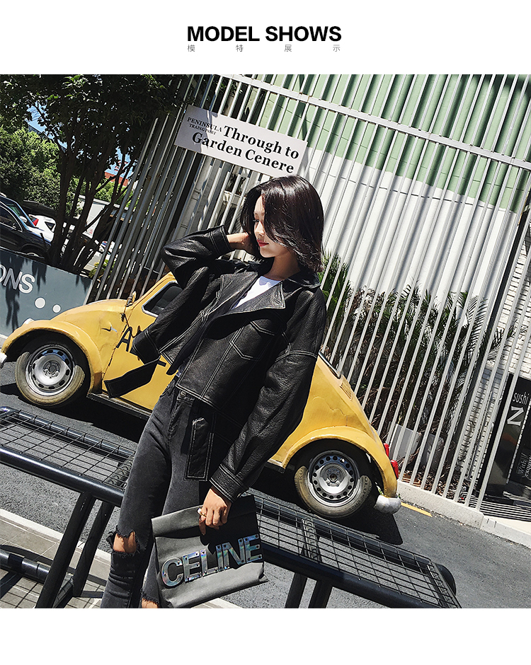 2018 mùa xuân mới Hàn Quốc phiên bản của hoang dã PU leather jacket BF da Harajuku chic xe máy ngắn lỏng áo khoác áo da lộn nữ