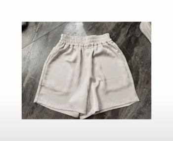 2 double sided satin shorts pocket plus size loose women