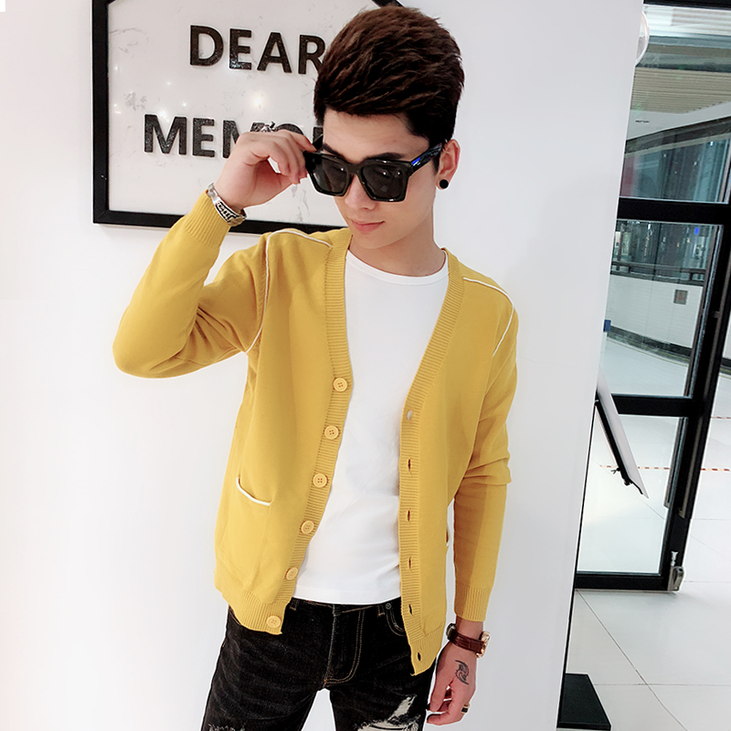 New Sweater Men's Trend Han Edition Society Guy's Knitted Sweater Spring and Autumn Costume