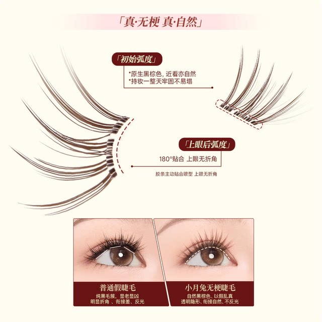 Mr. Wish Little Moon Rabbit 96 Cluster Plus Stemless Female Group Eyelashes Korean Style Cartoon Photogenic Big Eye Style Glue-Free False Eyelashes