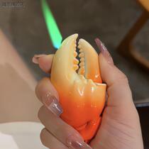 Douyins same style crab pliers windproof inflatable lighter weird green flame creative personality gift to boyfriend