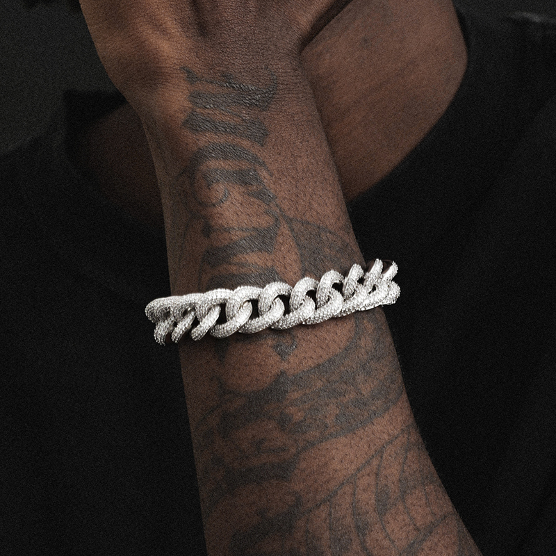 Ice Bling 15mm Bubble Diamond Cuban Chain Full Diamond Bracelet Full Diamond Inlaid Men's Hip Hop Ice Bling 15mm Bubble Diamond Cuban Chain Full Diamond Bracelet Full Diamond Inlaid Men's Hip Hop