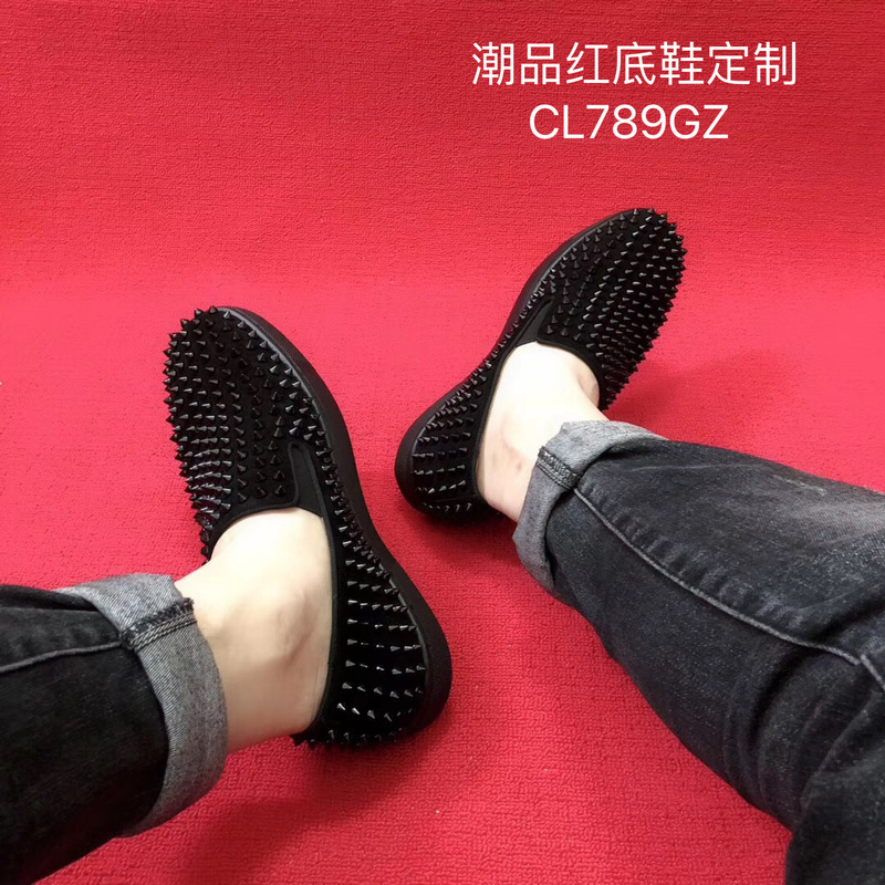 2026 New Cl Men's Low-Top Studded Red-Soled Shoes, Rivet Women's Loafers, Slip-On Couple Casual Sneakers