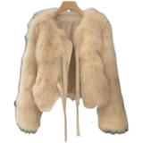 Новинка 2024 года, зимнее короткое пальто Haining с искусственным лисьим мехом, женское меховое пальто со встроенным мехом