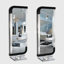 High-grade barber mirror table Hair salon mirror table Hair mirror makeup hanging mirror Floor-to-ceiling mirror double-sided stainless steel frame