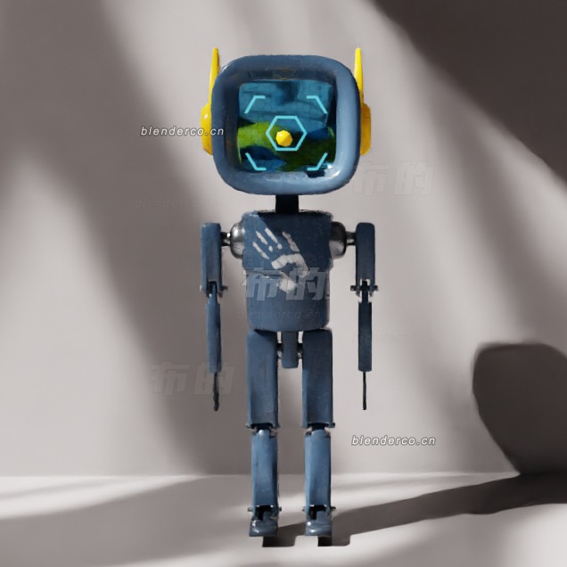blender卡通机器人模型_blender布的03