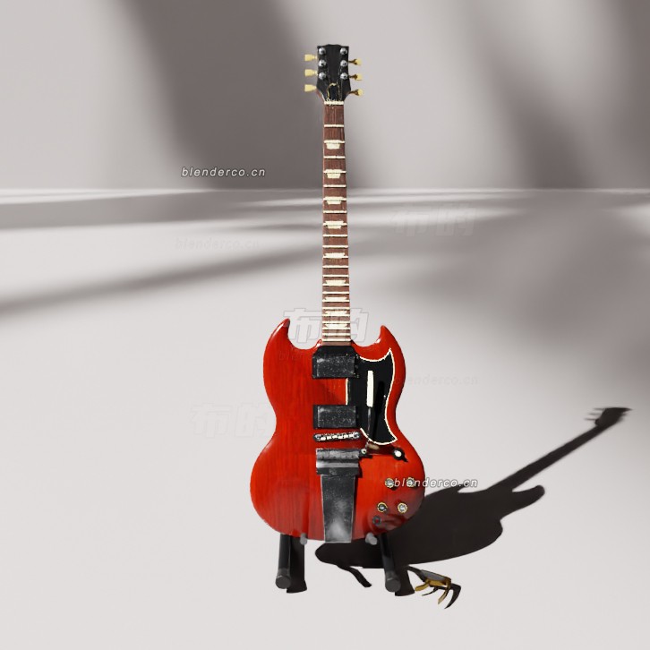 blender红色电吉他模型_blender布的200