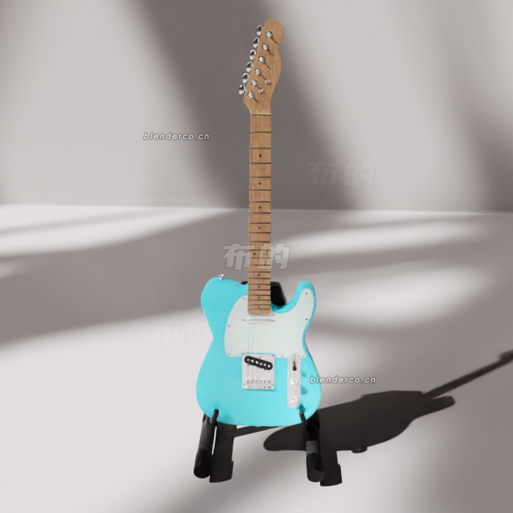 blender蓝色电吉他模型_blender布的59