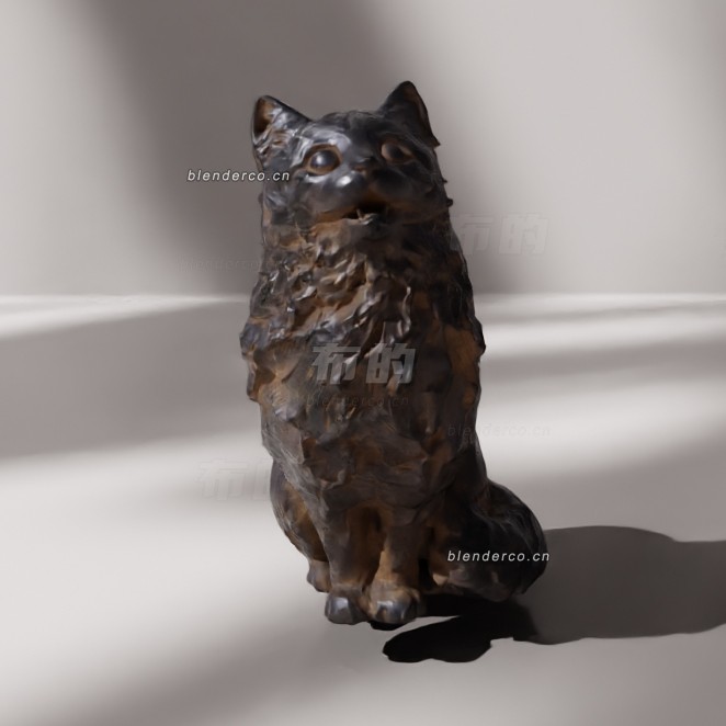 blender惊讶的小猫雕塑模型_blender布的31