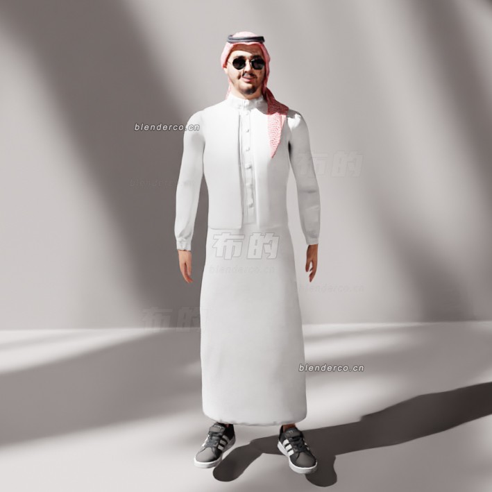 blender动态绑定阿拉伯男人模型_blender布的48