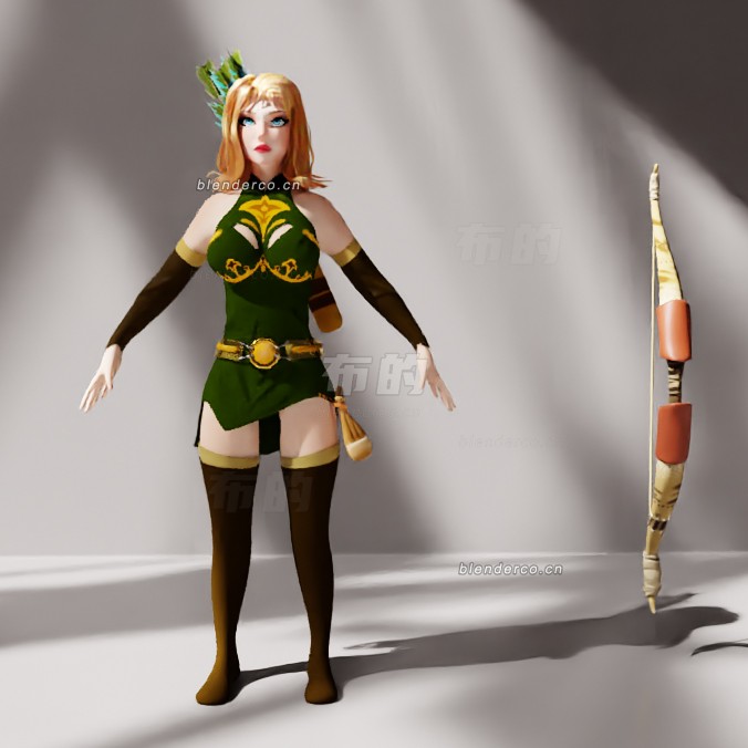 blender女弓箭手模型_blender布的23