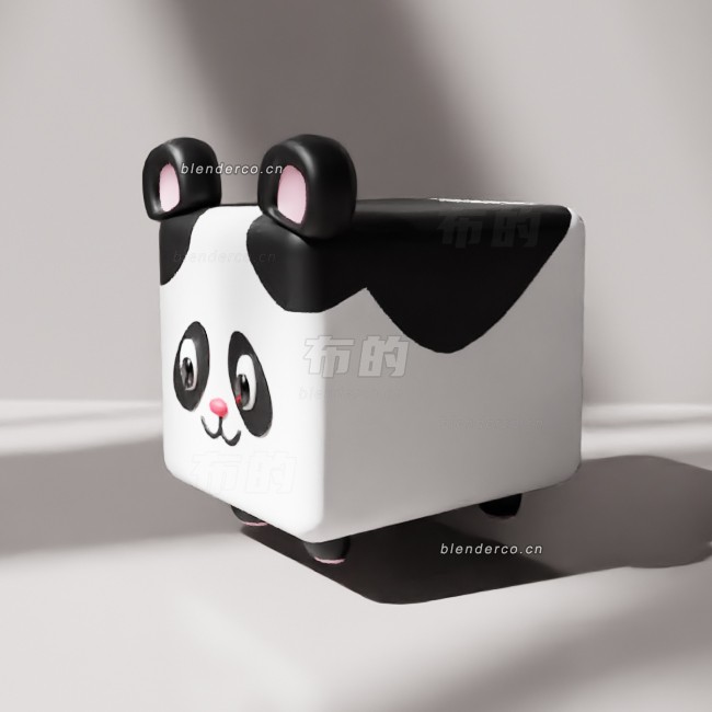 blender熊猫立方体动物模型_blender布的83