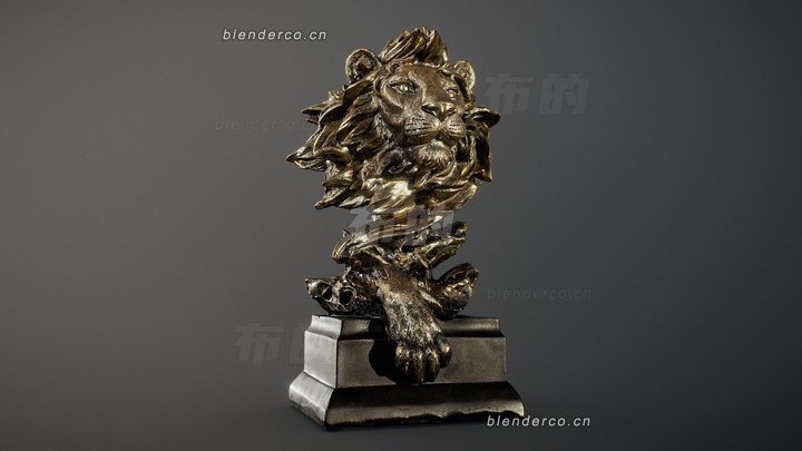 blender金狮雕像模型_blender布的23