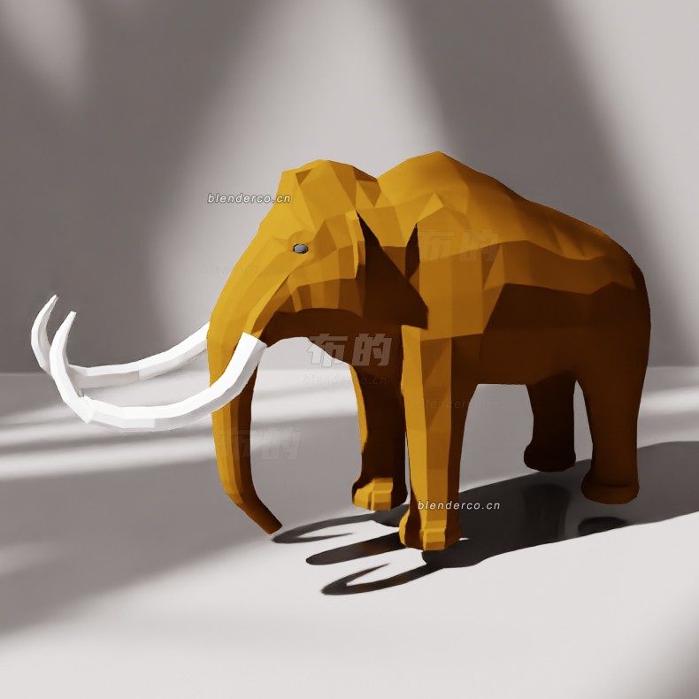 blender低多边形长毛象模型_blender布的36