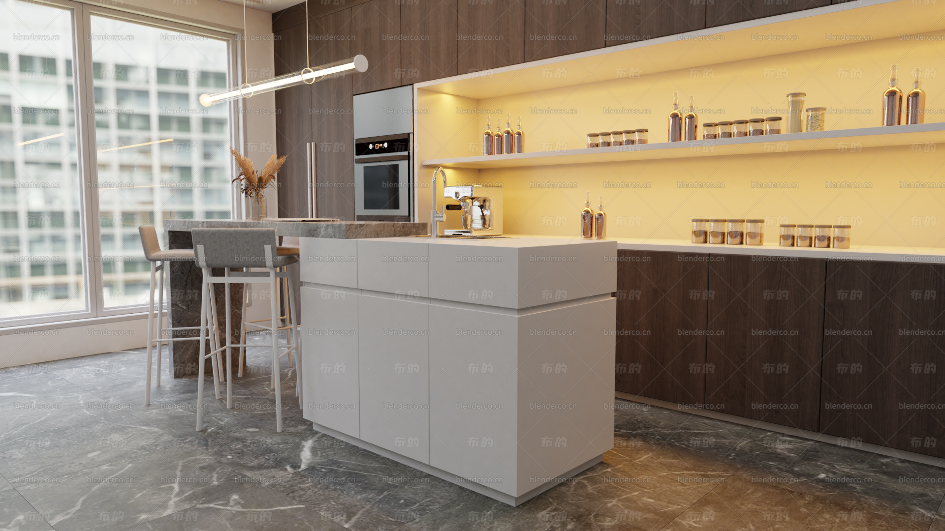 blender室内餐厅场景模型blender布的13