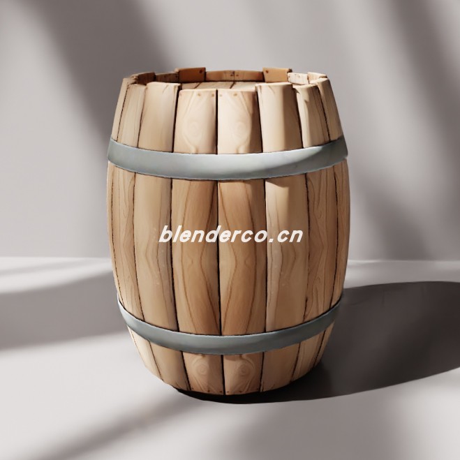 blender卡通木桶模型_blender布的06