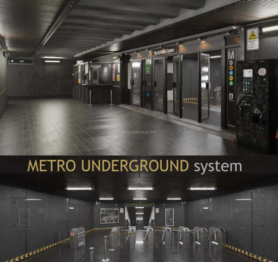 34 – 地铁地下空间 Blender 模型