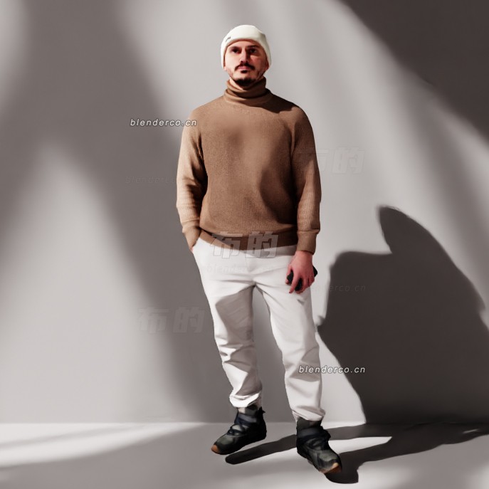 blender高领衫男人模型_blender布的172