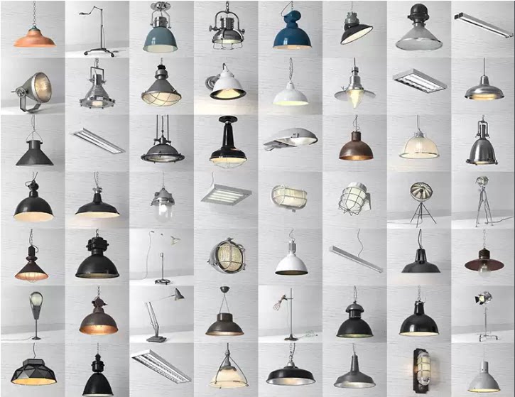 C4D FBX STL MAX工业吊灯折叠台灯射灯日光灯壁灯灯泡三维模型