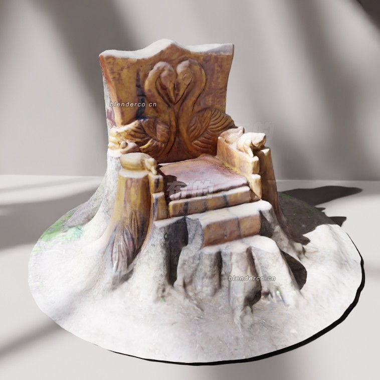 blender雕刻天鹅树桩座椅模型_blender布的89