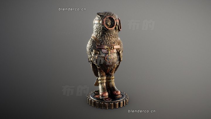 blender喷气背包猫头鹰雕像模型_blender布的26