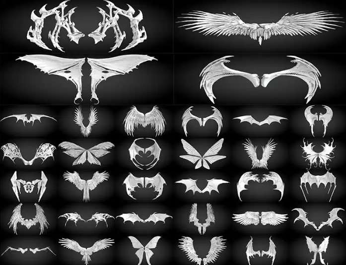 C4D FBX OBJ ZBP ZTL科幻机甲蝴蝶翅膀恶魔天使机械翅膀三维模型