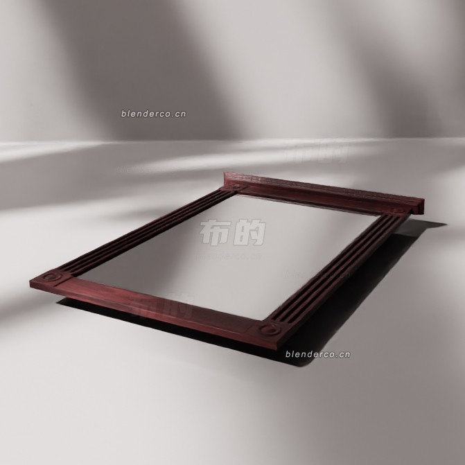 blender浴室镜子长方形木框模型_blender布的27