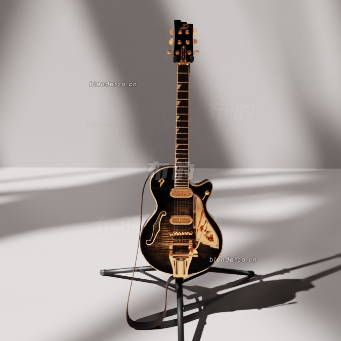 blender杜森堡 Starplayer TV 黑金电吉他模型_blender布的177