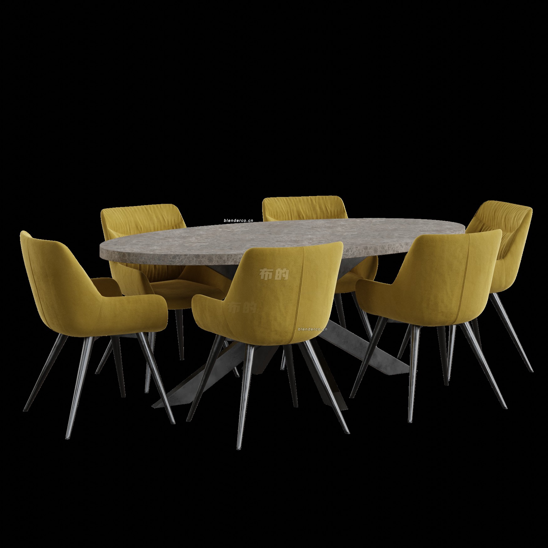 blender工业餐桌椅模型_blender布的81