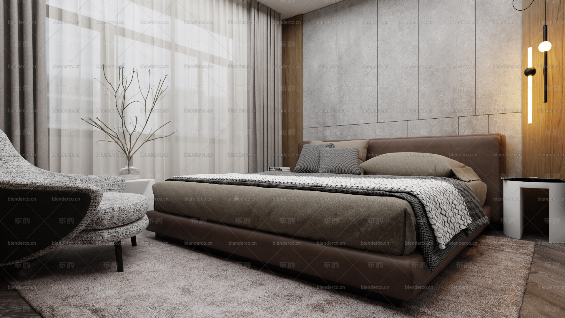blender室内卧室场景模型blender布的07