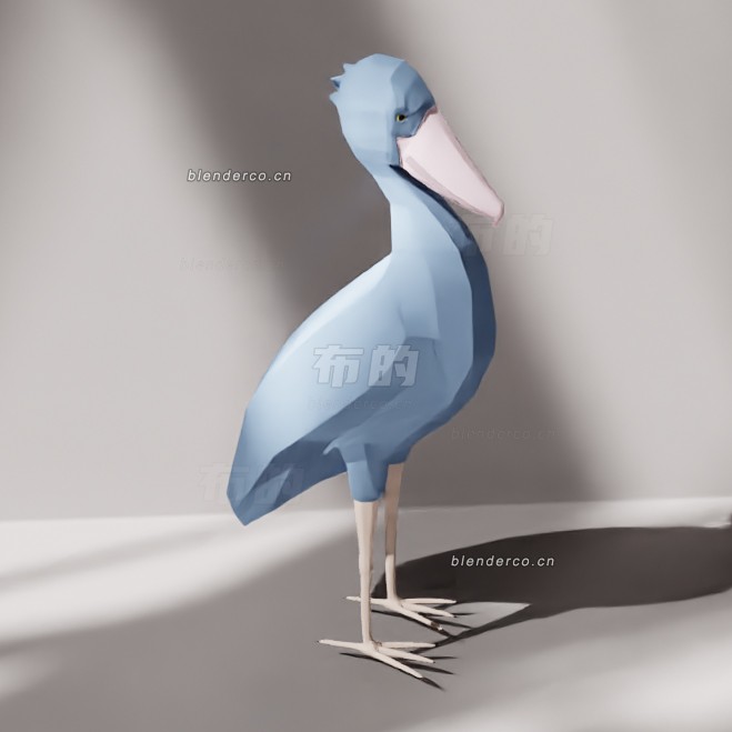 blender低聚鞋嘴鹳模型_blender布的26