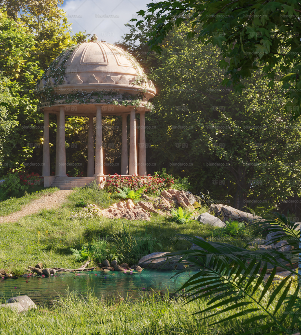 Blender场景练习 风景亭子【部分材质和hdr掉了，需要自己加上】