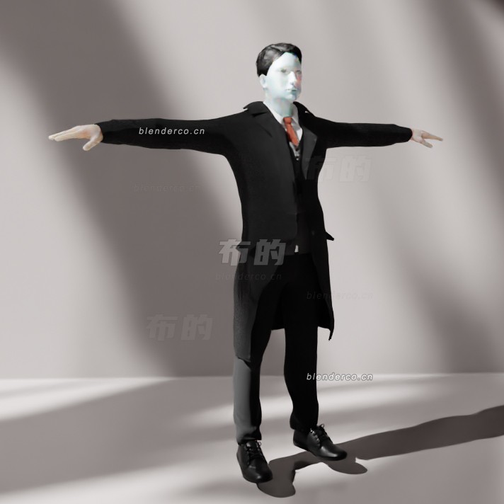 blender黑帮男人绑定模型_blender布的174