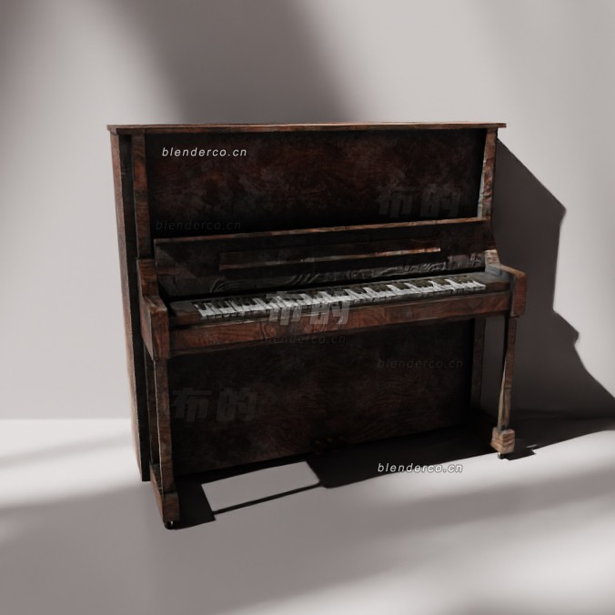 blender荒凉木制钢琴模型_blender布的230