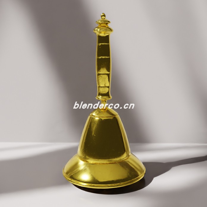 blender带木柄的黄铜校钟模型_blender布的98