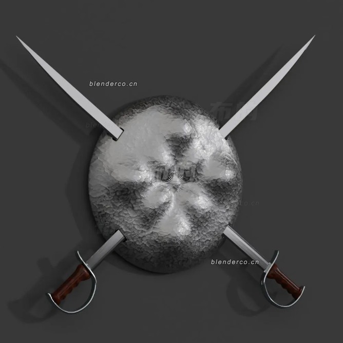 blender剑与盾牌模型_blender布的22