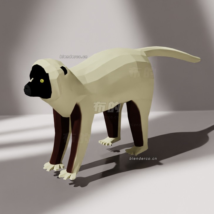 blender低多边形西法卡狐猴模型_blender布的32