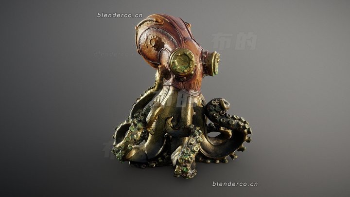 blender蒸汽朋克章鱼公仔模型_blender布的44
