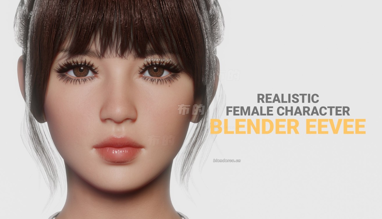 Blender女性角色带绑定真实3D模型Joy Asian Female Rigged v1.4