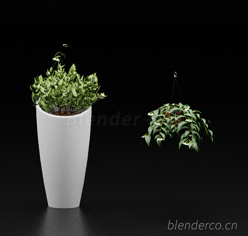 绿植植物花盆盆栽盆景吊兰单体blender模型室内花卉花草04 blender布的