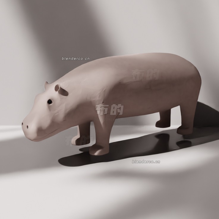 blender卡通河马.模型_blender布的51