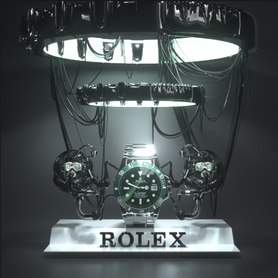 C4D创意科技展台机械手表OC渲染三维模型场景工程素材带材质灯光