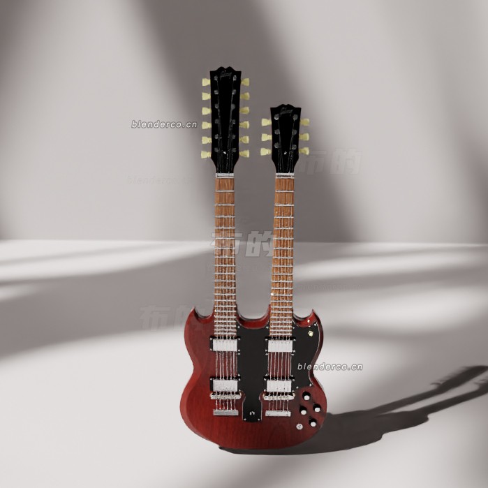 blender双颈电吉他模型_blender布的125