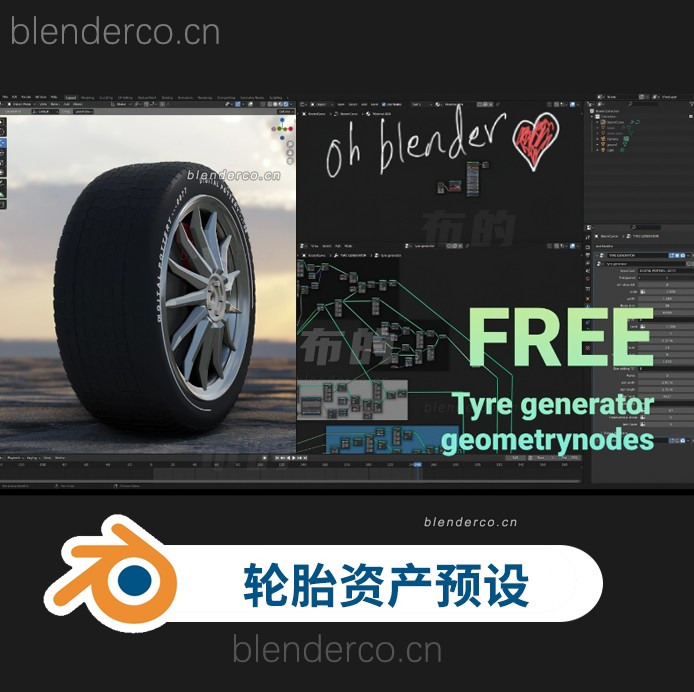 Blender节点轮胎生成器资产预设-Tyre Generator