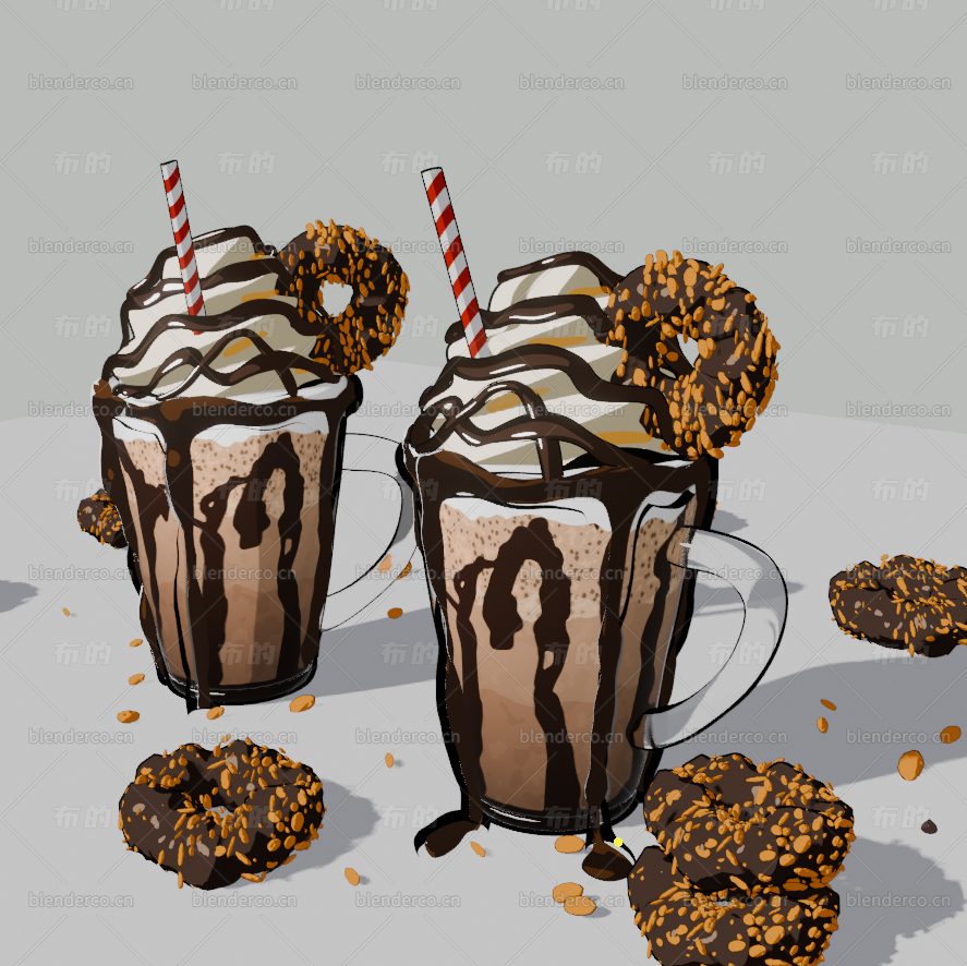 blender咖啡冰淇淋模型-blender布的07